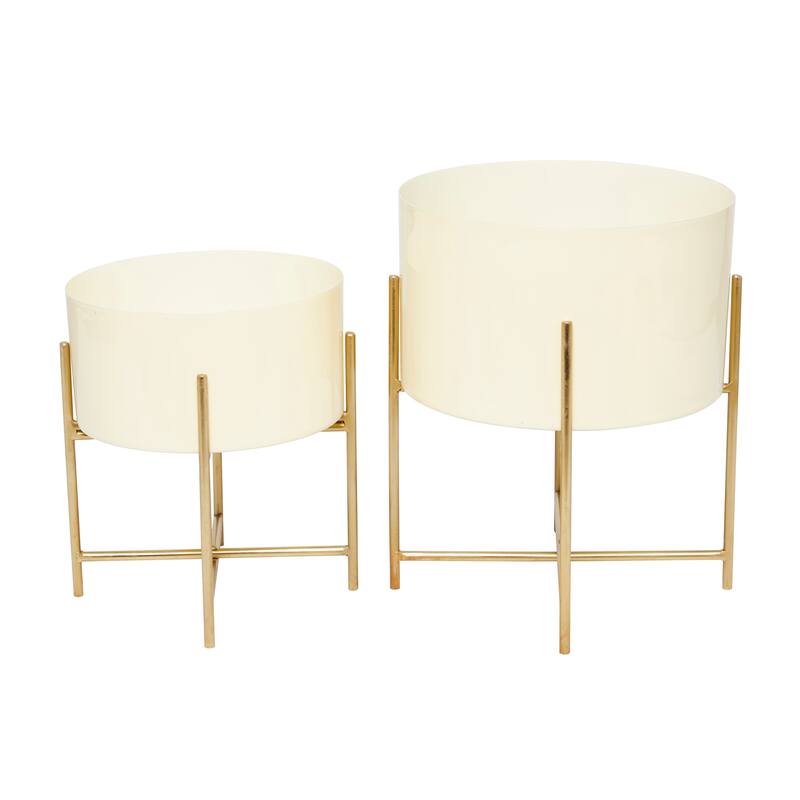 Iron Contemporary Planter (Set of 2) - S/2 12", 16"H