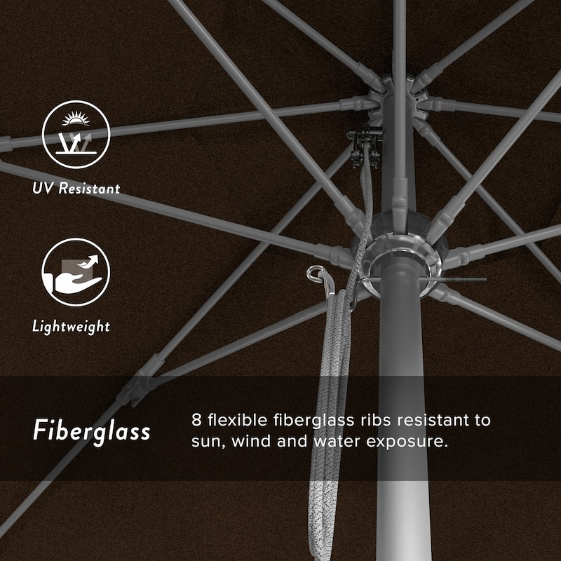California Umbrella 11' Venture Series Patio Umbrella, Silver Aluminum Pole Fiberglass Ribs Pulley Lift Sunbrella