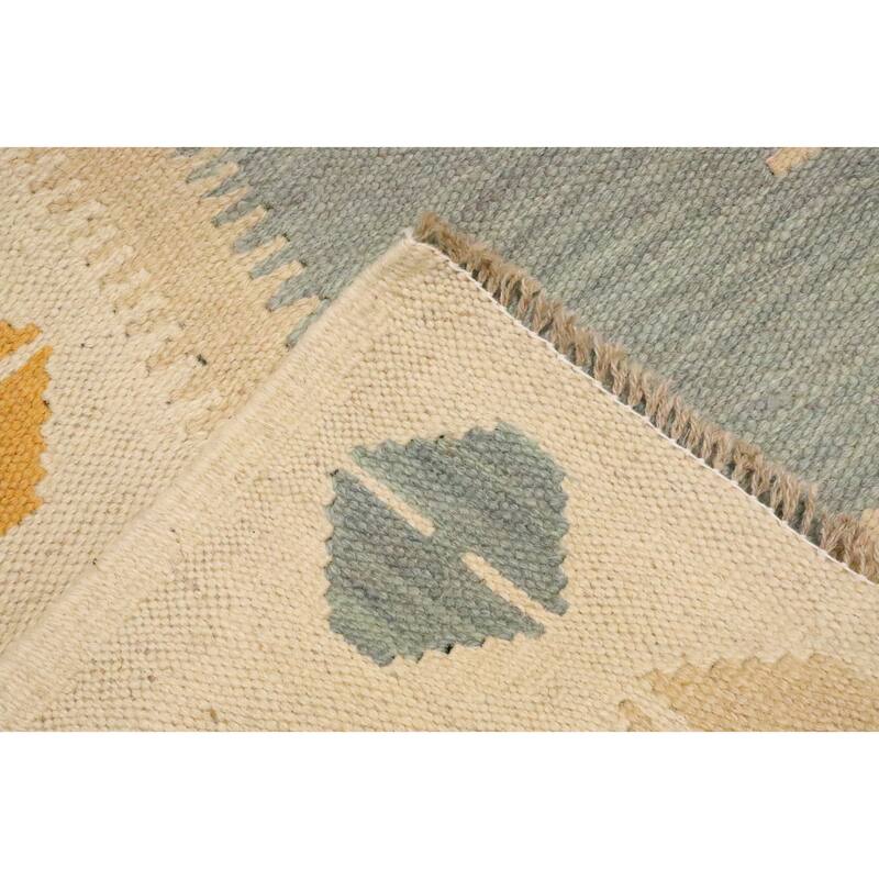 Hand Woven Oriental 100% Wool Carpet Southwestern Tribal Navy Blue & Blues Kilim Area Rug - 4' 9'' X 3' 2''