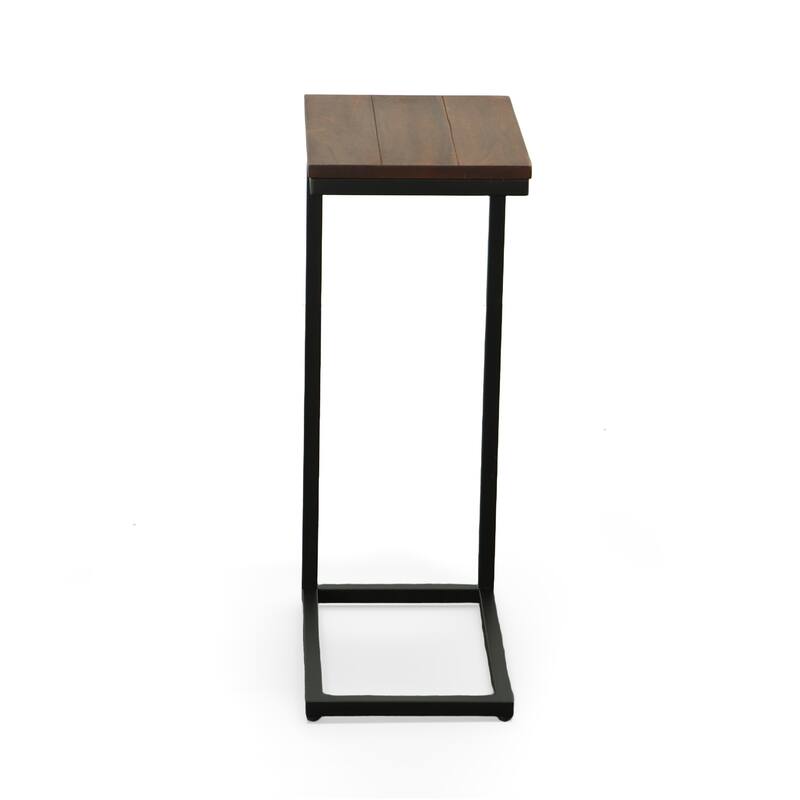 Carolina Living Aggie C-Form Accent Table - Harvest Oak Top - Aged Iron Base