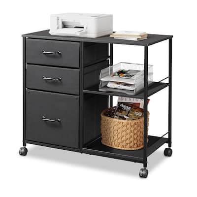 3 Drawer Mobile File Cabinet, Rolling Printer Stand with Open Storage Shelf, Fabric Lateral Filing Cabinet fits A4 or Letter