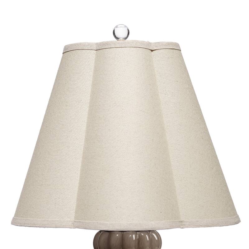 Aggy Accent Table Lamp, 23 Inch, Linen Scallop Shade, Taupe Glass Base