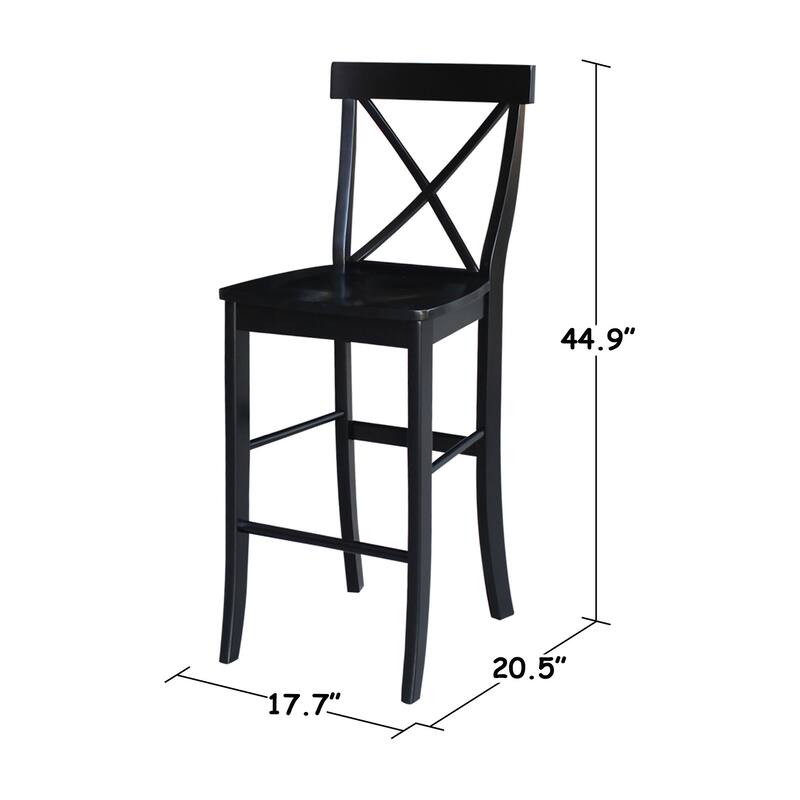 International Concepts Solid Wood X-Back Stool