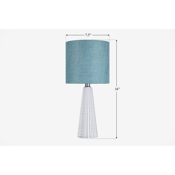 dimension image slide 7 of 13, 16-in. Glass Lamp w/ Brushed Nickel Accents and Drum Shade