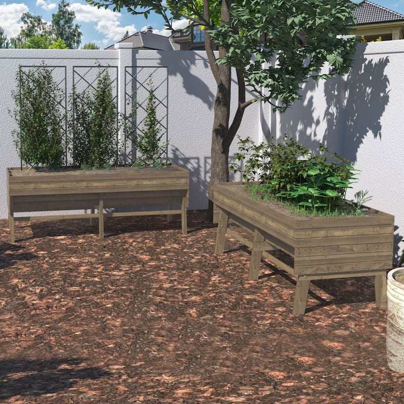 VEIKOUS 6 FT Oversized Cedar Raised Garden Bed with Legs, Large Planter Box with Detachable Liner