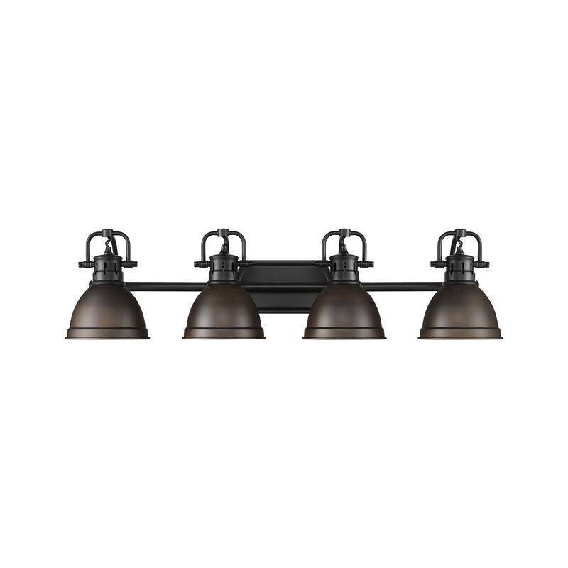Yep by Golden Lighting Duncan 4-light Vanity in Matte Black and Rubbed Bronze shade