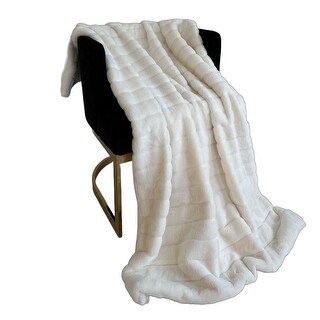 Plutus Off White Soft Snow Faux Fur Luxury Throw Blanket Bed Bath