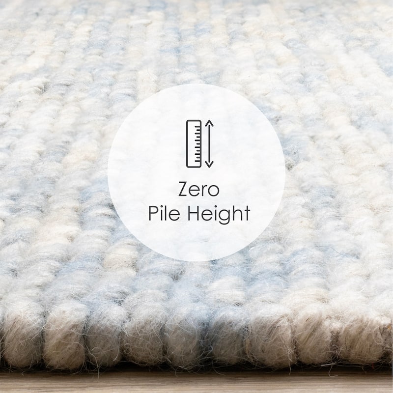 Blue Beige White Wool Handmade Rug