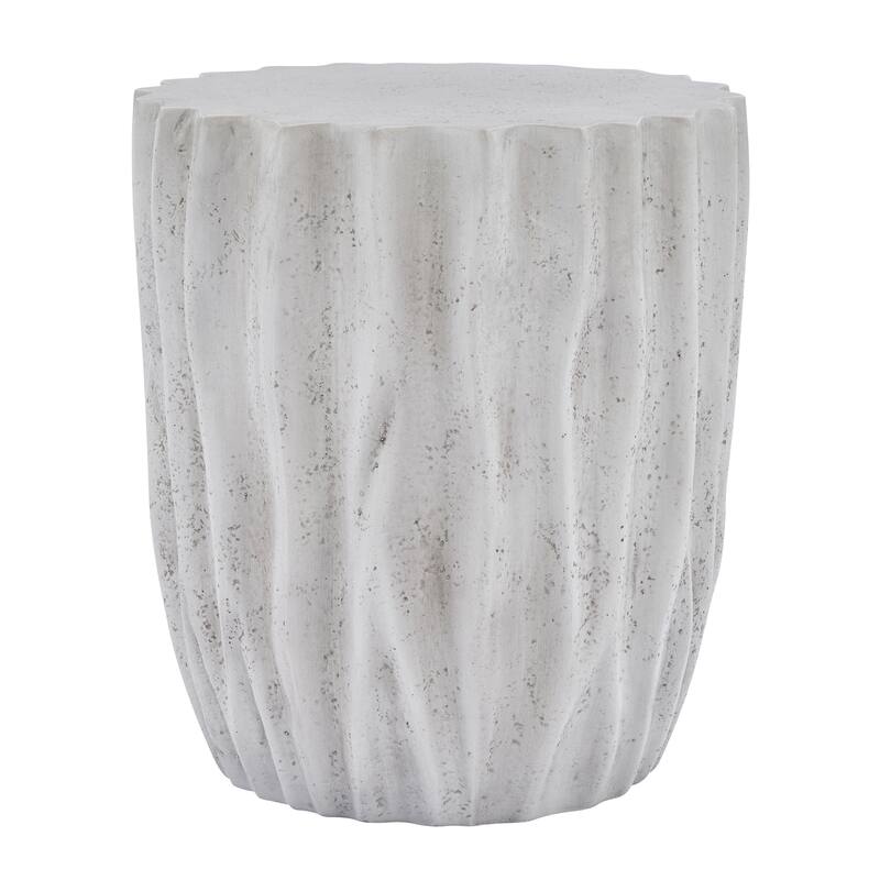 Christopher Knight Home - Ames 18.11"H Outdoor Modern Drum Shape MGO Side Table with Ribbed Surface Textured, Fully Assembled