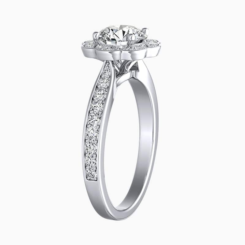 Auriya 14k Gold Round Lab Grown Art Deco Halo Engagement Ring 1.00 to 5.00 ct. tw. (F-G, VS)