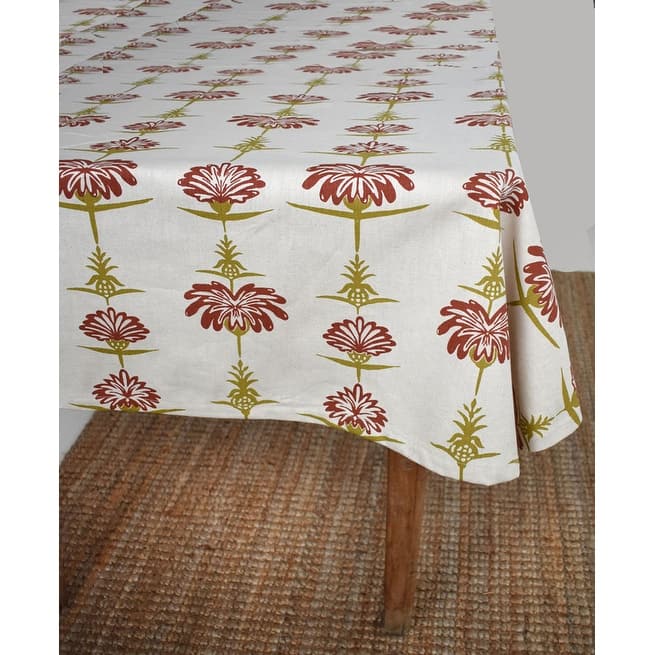 French Home Tropical Garden 59" x 98" Tablecloth - Crimson & Chartreuse