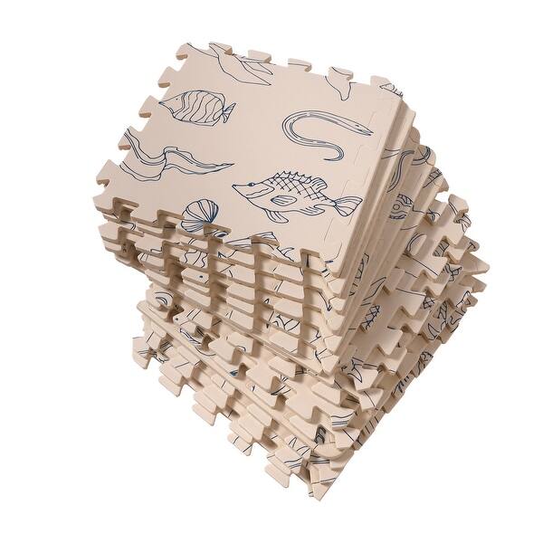 Shatex 12x12x0.4in Stick Figure EVA Interlocking Foam Floor Mat ...