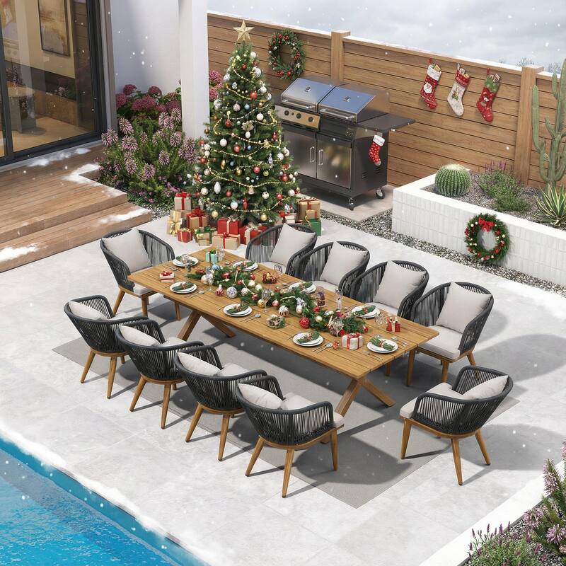 PURPLE LEAF Outdoor patio Dining Set for Garden Deck Wicker Table and Chairs Set-7/9/11 Piece