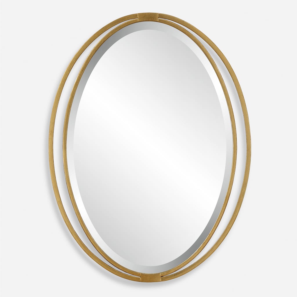 Oval Wall Mirror - 31.75" - Antiqued Gold Leaf Finished