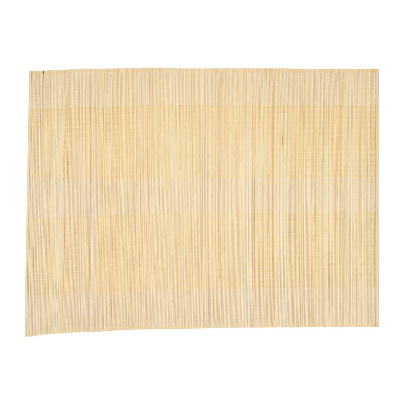 Hand-Woven Bamboo Striped Placemat, Cream Color & Natural, Set of 12