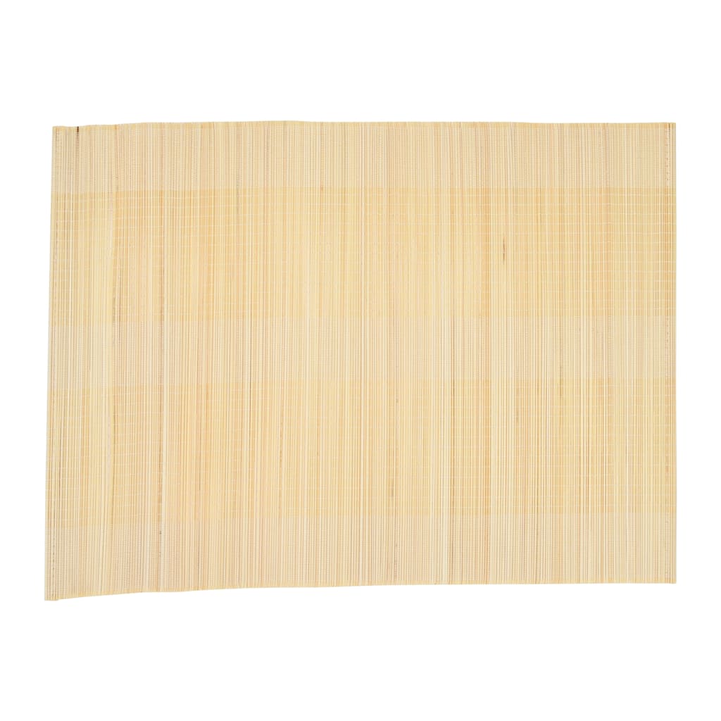 Hand-Woven Bamboo Striped Placemat, Cream Color & Natural, Set of 12