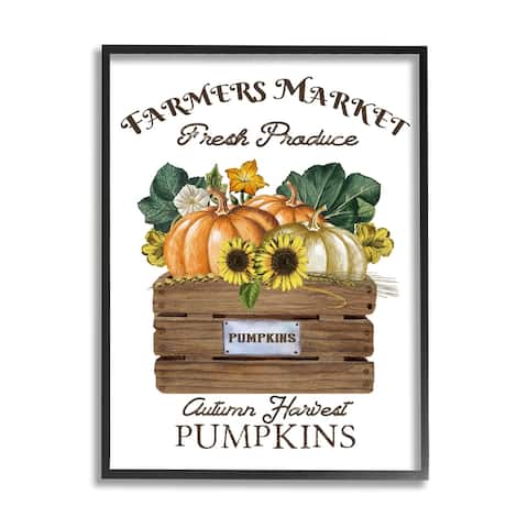 Stupell Industries Farmers Market Autumn Harvest Charming Pumpkin Framed Wall Art - Multi-Color