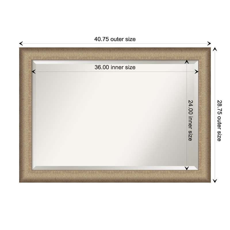 Beveled Wall Mirror - Elegant Brushed Bronze Frame - 40.75 x 28.75-inch - Elegant Brushed Bronze
