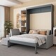 preview thumbnail 5 of 8, Queen Size Murphy Bed Wall Bed with L Shaped Sofa, Wooden Wall Murphy Bed Frame with Storage Shelves, No Box Spring Needed