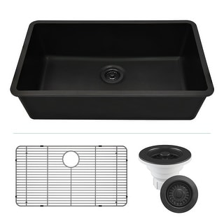 Lexicon Drop-In Quartz 32 Inch Single Bowl Kitchen Sink Kit - 32"x19"