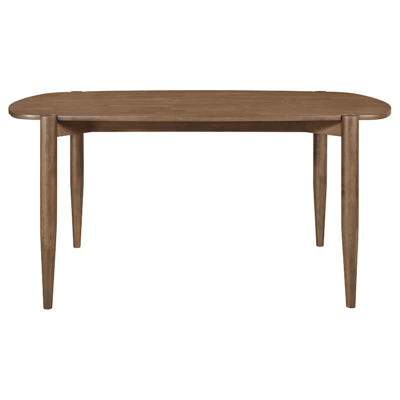 Dora Dining Table, 63 Inch Oval Top, Tapered Legs, Walnut Brown Solid Wood