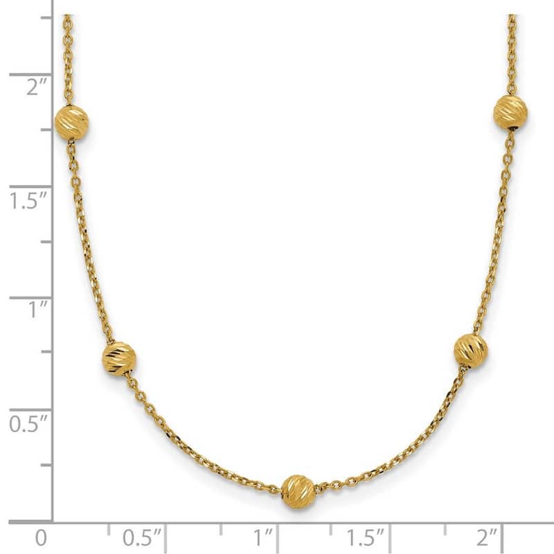 Curata 14k Yellow Gold Textured 5mm Beads Station Necklace, 17"
