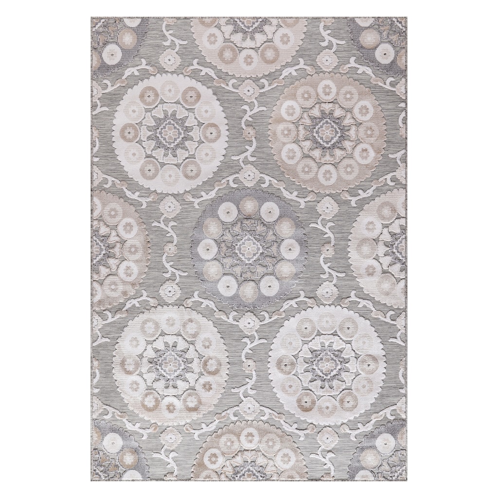 Beverly Rug Equator Medallion Bohemian Indoor Outdoor Area Rug