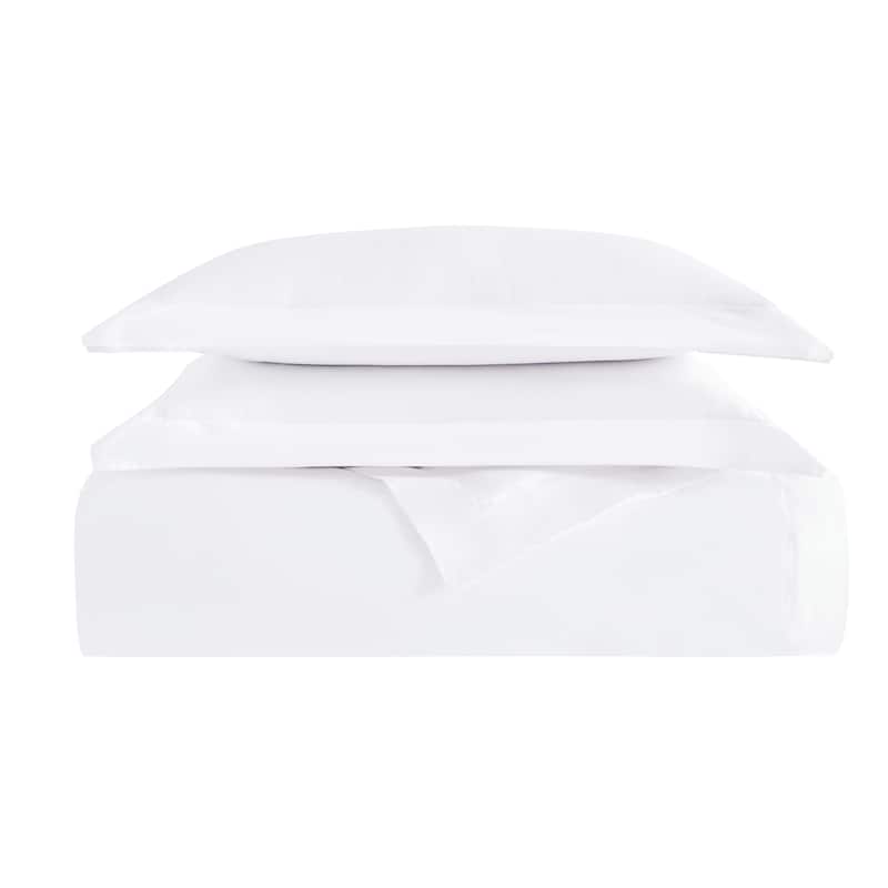 Vince Camuto Solid 400TC Percale 3 Piece Duvet Cover Set - White - Queen