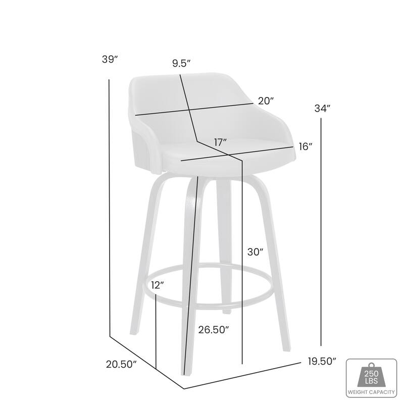 Alec Upholstered Wood Counter or Bar Swivel Stool