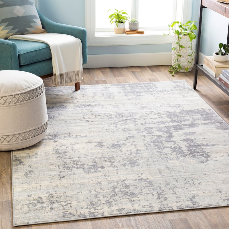 Livabliss Millo Industrial Abstract Area Rug - Silver/Grey - 2' x 3'