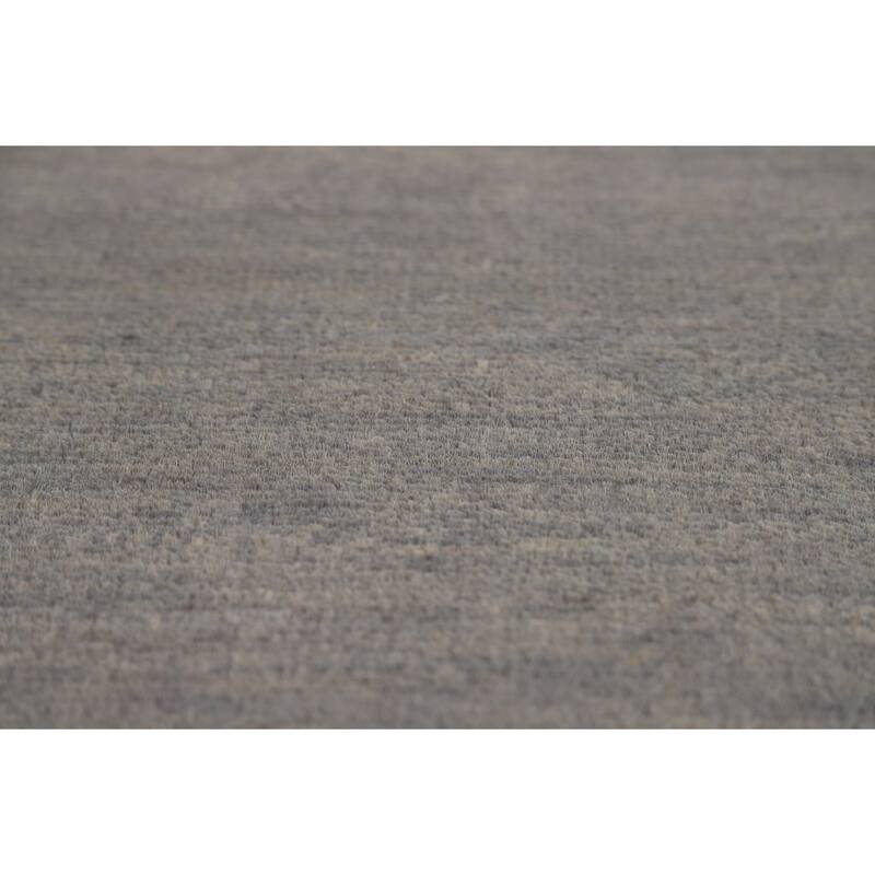 Gray Solid Gabbeh Oriental Foyer Rug Hand-Knotted Wool Carpet - 3'3"x 4'9"
