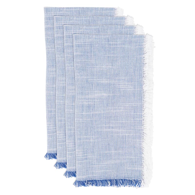 Fringe Napkins With Two-Tone Design (Set of 4)