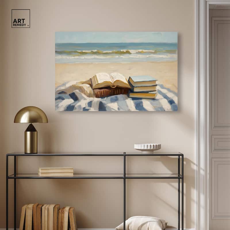 Beach Reading Canvas by Art Remedy, Gallery Wrapped