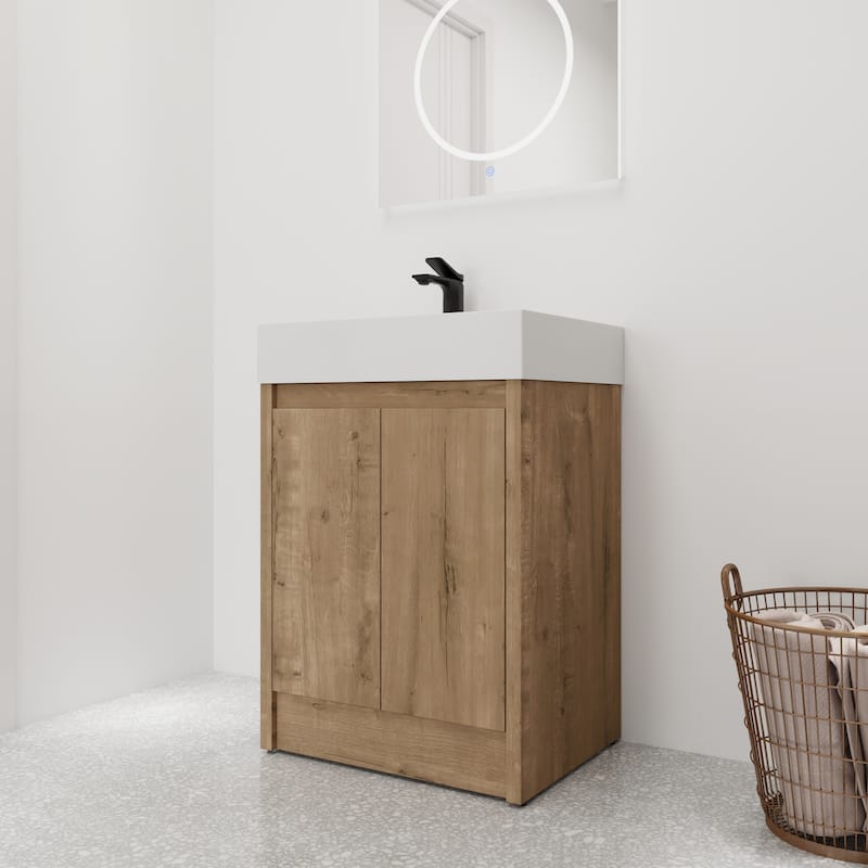 Bathroom Vanity With Sink In 24/30 Inch, Freestanding Bathroom Vanity With Soft Close Door And Adjustable Shelves