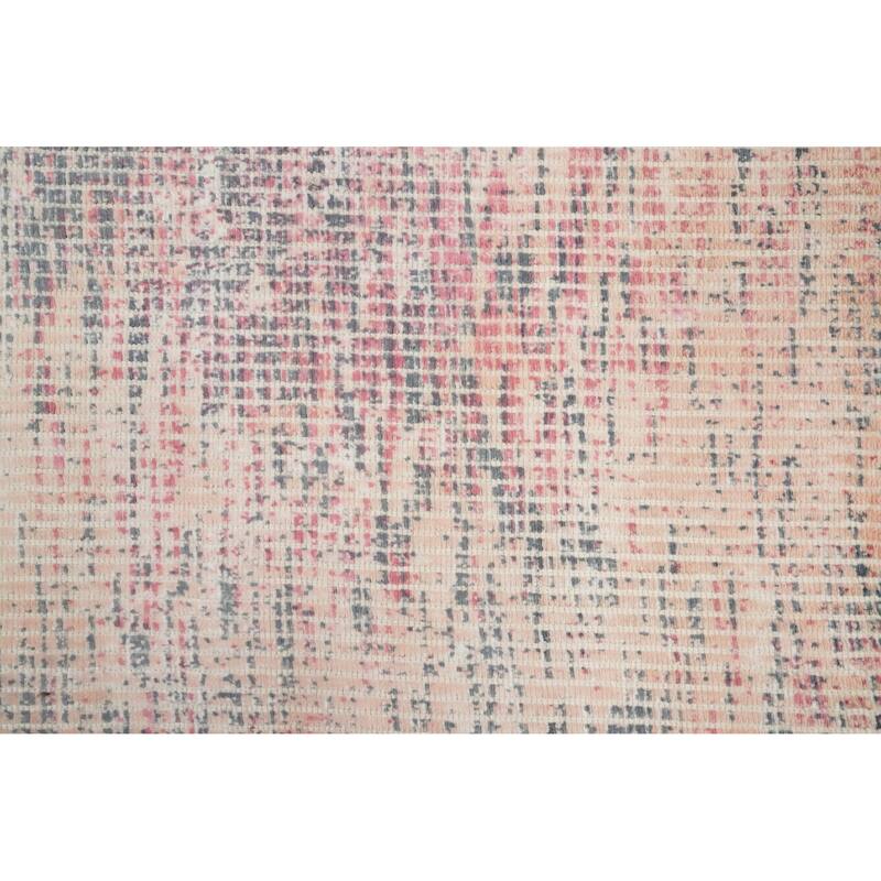 Hand Knotted Oriental Viscose Silk Carpet Modern All-Over Peach Abstract Area Rug - 4' 0'' X 2' 0''