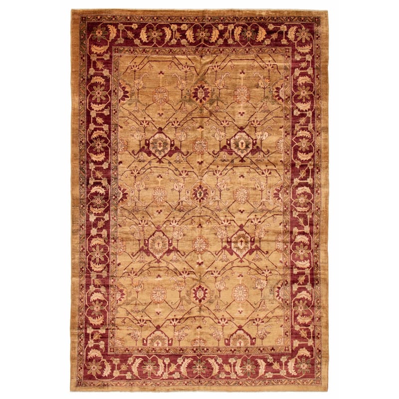 ECARPETGALLERY Hand-knotted Chobi Finest Brown Wool Rug - 9'10 x 14'4 - Light Brown - 9'10 x 14'4