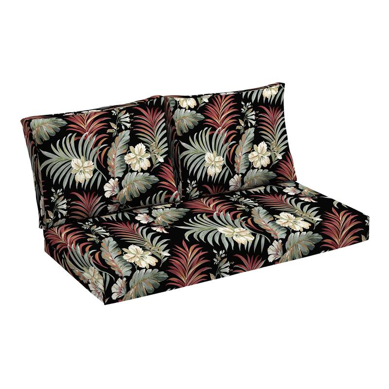 ARDEN Outdoor Loveseat Cushion Set, 48 x 24 - Simone Black Tropical