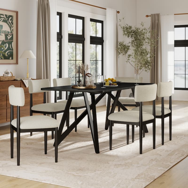Roundhill Furniture Axler 7-Piece Dining Set, Light Oak