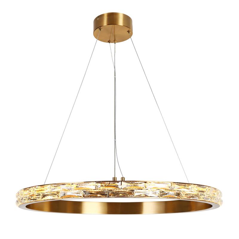 Modern Gold LED 1-Light Crystal Ring Chandelier for Dining Room