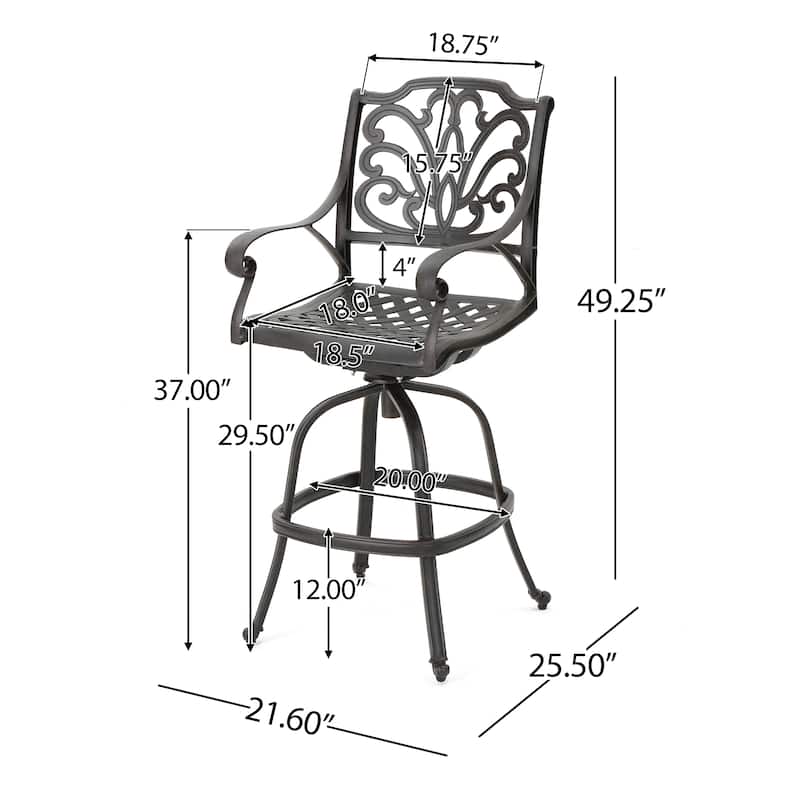 Jayden Outdoor Cast Aluminum Swivel Bar Stool by Christopher Knight Home