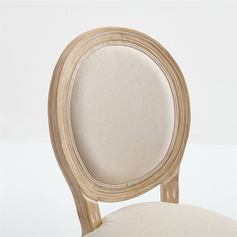 French Country Dining Chairs Set of 2,Upholstered Chairs w/Round Back