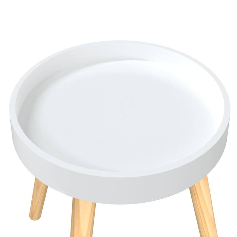 vidaXL Side Table Round End Coffee Table Engineered Wood and Solid Wood Pine - 15"x15"x15.7"