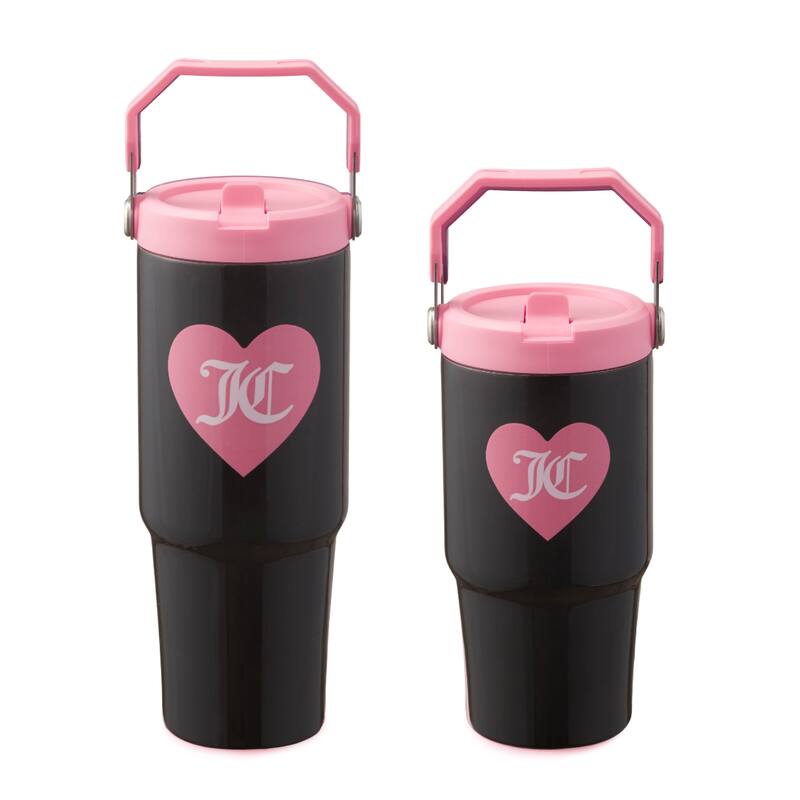 Juicy Couture Flip Flow Hydration Stainless Steel Screw Top Tumbler with Flip Straw 2-Pack