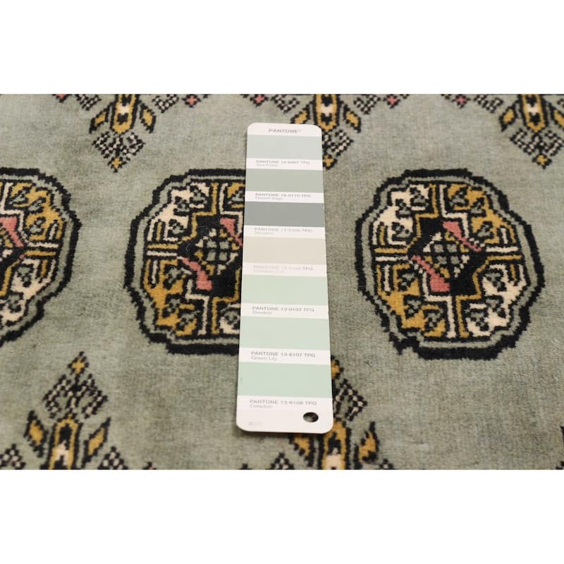 Finest Peshawar Bokhara Green Rug 6'8" x 9'11" - 6'8 x 9'11