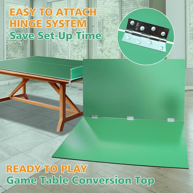 Roomfitters 8ft Blue Mid-Size Ping Pong Conversion Top, Foldable & Portable Table Tennis Top for Indoor Games