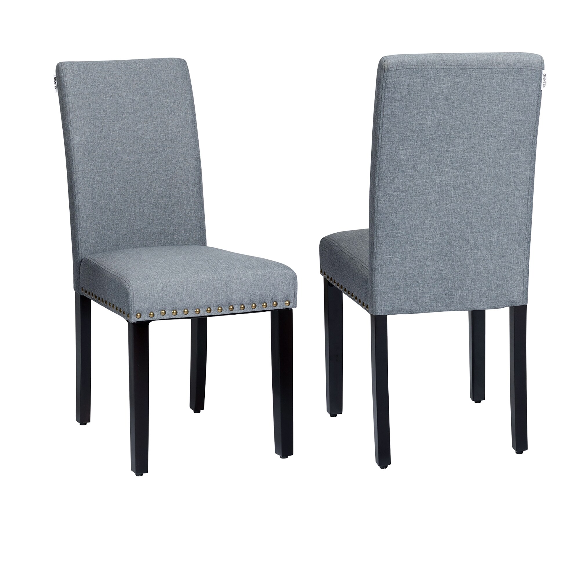 Costway set of 2 fabric upholstered dining chairs with hot sale nailhead