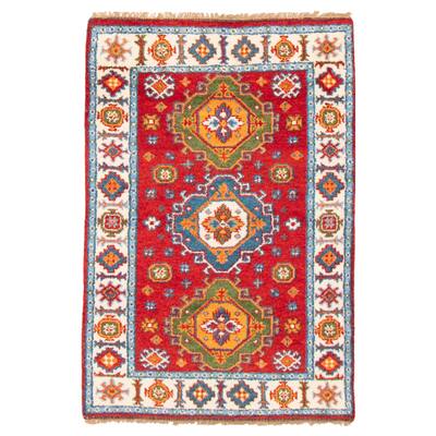 ECARPETGALLERY Hand-knotted Royal Kazak Dark Red Wool Rug - 4'1 x 6'0