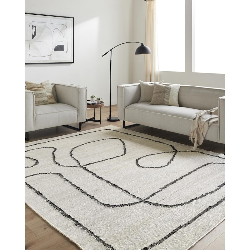 Livabliss Transitional Diane Abstract Area Rug - 8' x 10' - Cream/Black