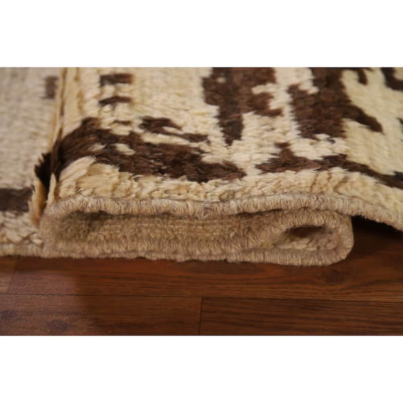 Tribal Moroccan Oriental Wool Area Rug Hand-knotted Dining Room Carpet - 6'11" x 9'8"