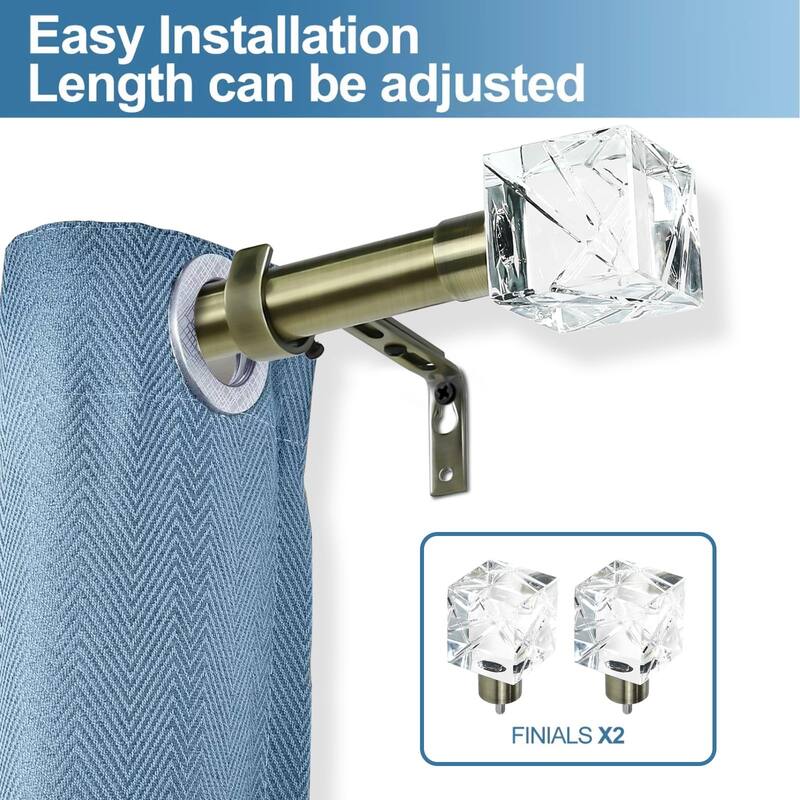 1-inch Diameter Cut Ice Adjustable Single Drapery Curtain Rod